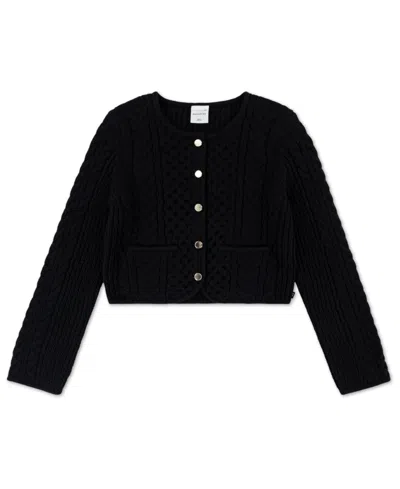 Abercrombie Kids' Girls Cable Knit Cardigan Sweater In Black