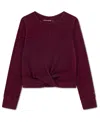 Abercrombie Girls Cozy Twist Front Knit Top In Burgundy