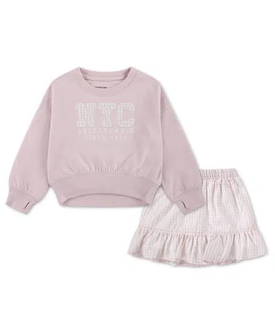 Abercrombie Babies' Girls' Crewneck Sweatshirt And Skort, 2-piece Set In Pink