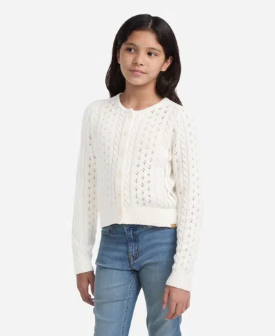 Abercrombie Kids' Girls Cropped Cable Cardigan Sweater In Neutral