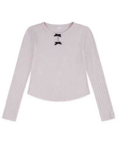 Abercrombie Kids' Girls Double Bow Pointelle Long Sleeve Top In Pink