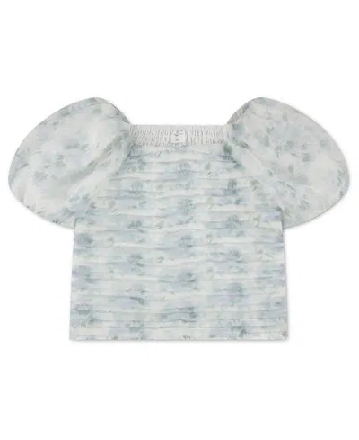 Abercrombie Kids' Girls' Emerson Organza Puff-sleeve Square Neck Top In Blue