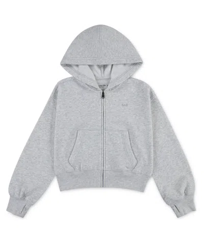 Abercrombie Kids' Girls Essential Full-zip Hooded Sweatshirt In Gray