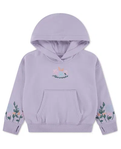 Abercrombie Babies' Girls' Essentials Embroidered Pullover Hoodie In Purple