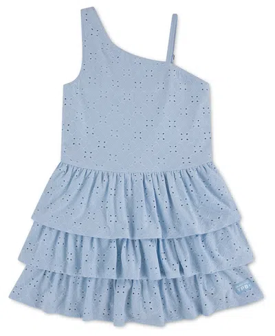 Abercrombie Kids' Girls' Eyelet One-shoulder Mini Dress In Blue