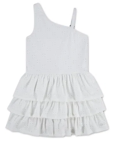 Abercrombie Kids' Girls' Eyelet One-shoulder Mini Dress In White