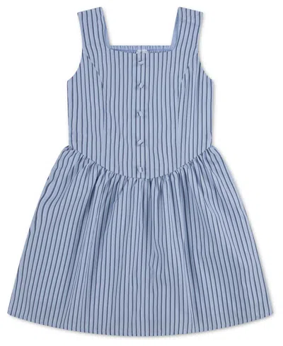 Abercrombie Kids' Girls' Faux Button Square Neck Mini Dress In Blue