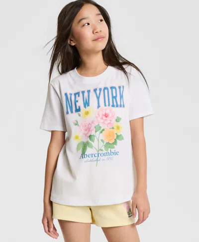 Abercrombie Kids' Girls' Floral Crewneck T-shirt In White