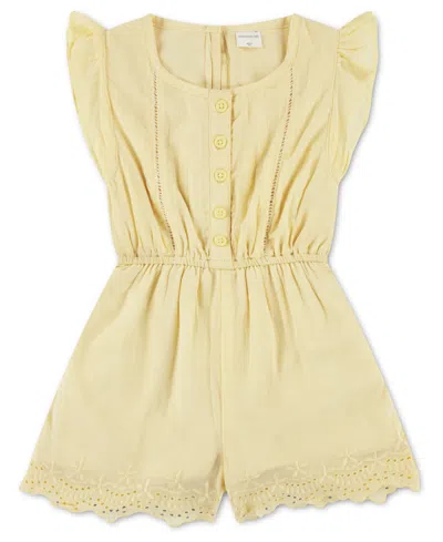 Abercrombie Babies' Girls' Flutter Sleeve Eyelet Romper In Yellow