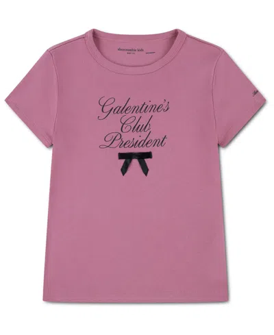 Abercrombie Kids' Girls' Galentines Club Crewneck T-shirt In Pink