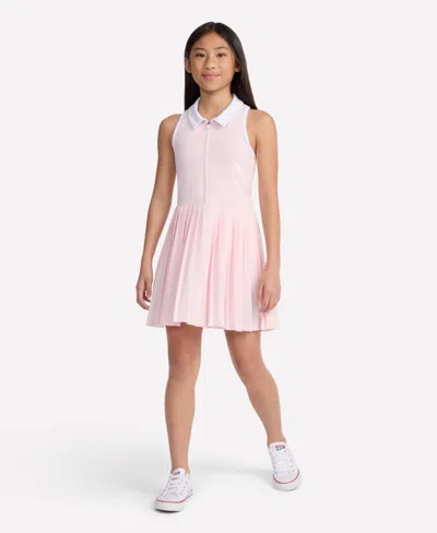 Abercrombie Kids' Girls Half-zip Pleated Mini Dress In Pink
