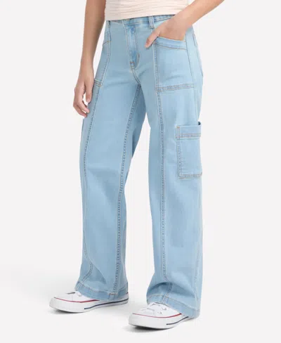 Abercrombie Kids' Girls High Rise Wide Leg Utility Jeans In Blue