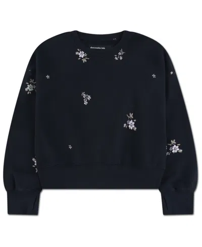 Abercrombie Kids' Girls' Logo Print Crewneck Sweatshirt In Black