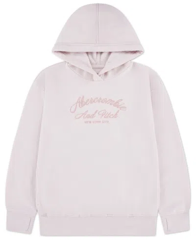 Abercrombie Kids' Girls Logo Script Pullover Hoodie In White