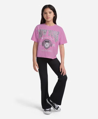 Abercrombie Kids' Girls New York Crest Boxy T-shirt In Pink