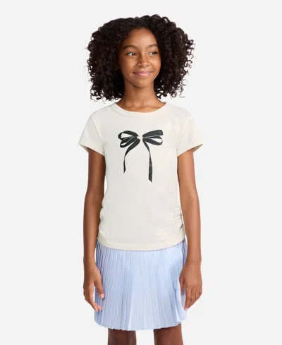 Abercrombie Kids' Girls Pearl Bow Ruched T-shirt In White