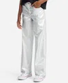 Abercrombie Girls Shine High Rise Wide Leg Jeans In Neutral