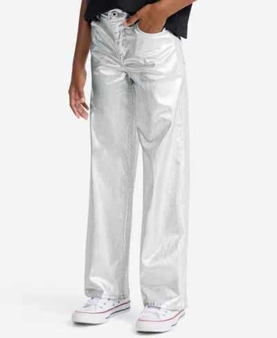 Abercrombie Kids' Girls Shine High Rise Wide Leg Jeans In Neutral