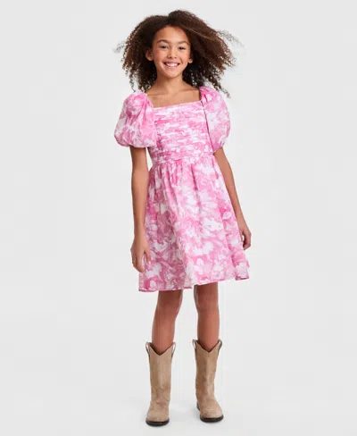 Abercrombie Kids' Girls' Square Neck Puff Sleeve Dress In Pink