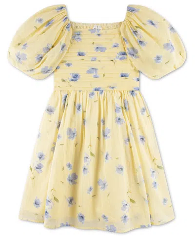 Abercrombie Kids' Girls' Square Neck Puff Sleeve Dress In Yellow