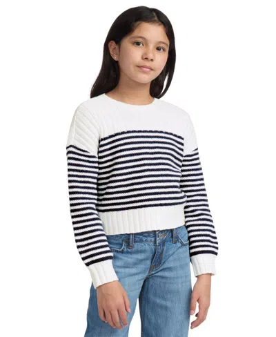 Abercrombie Kids' Girls Striped Crewneck Sweater In Blue