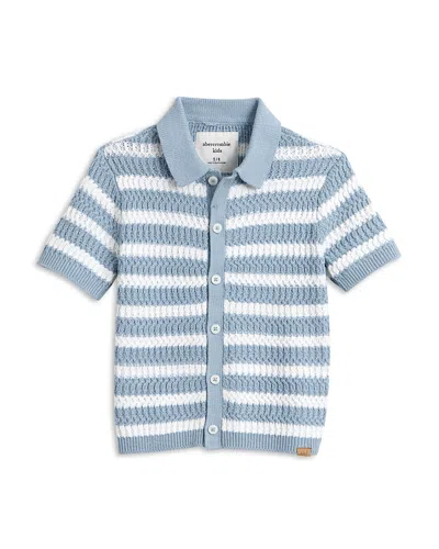 Abercrombie Kids Kids' Stripe Cotton Blend Button Front Sweater In Blue