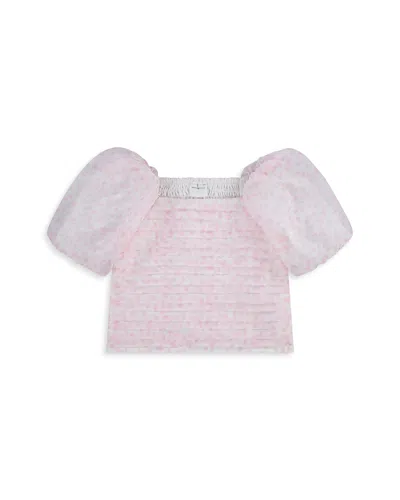 Abercrombie Kids Girls' Emerson Organza Puff Sleeved Top - Big Kid In Pink