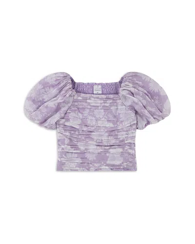 Abercrombie Kids Girls' Emerson Puff Sleeved Top - Little Kid, Big Kid In Purple