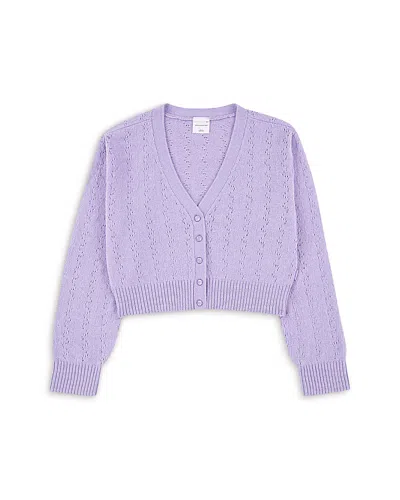 Abercrombie Kids Girls' Pointelle Cardigan - Big Kid In Purple