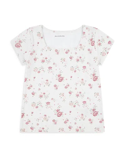 Abercrombie Kids Girls' Pointelle Square Neck Short Sleeved Tee - Little Kid, Big Kid In White