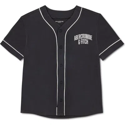 Abercrombie Kids Kids' Baseball Piping Button-up Shirt In Black