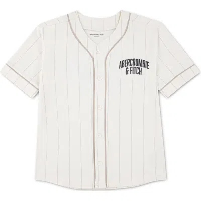 Abercrombie Kids Kids' Baseball Piping Button-up Shirt In White