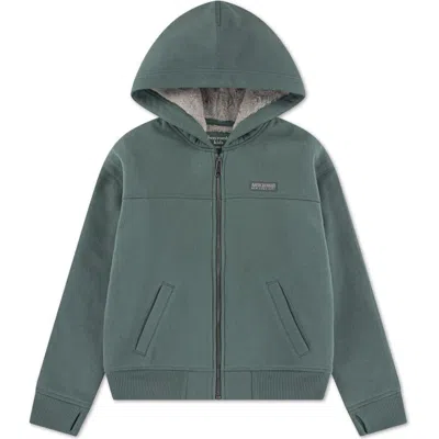 Abercrombie Kids Kids' Faux Fur Lined Full Zip Hoodie In Green