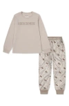 Abercrombie Kids Kids' Fitted Two-piece Jogger Pajamas In Neutral