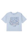 Abercrombie Kids Kids' Floral Crest Boxy Cotton Blend Graphic T-shirt In Blue
