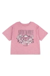 Abercrombie Kids Kids' Floral Crest Boxy Cotton Blend Graphic T-shirt In Pink