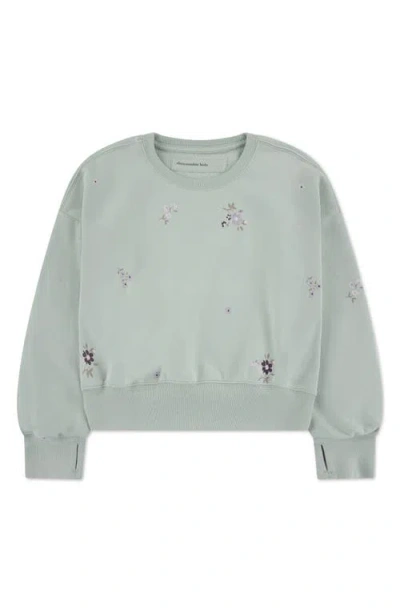 Abercrombie Kids Kids' Floral Print Cotton Blend Sweatshirt In Green