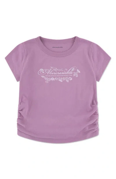 Abercrombie Kids Kids' Floral Script Ruched T-shirt In Purple