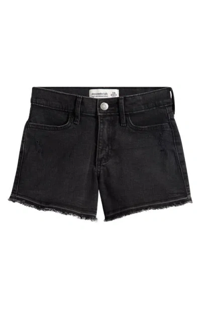 Abercrombie Kids Kids' High Waist Relaxed Denim Shorts In Black