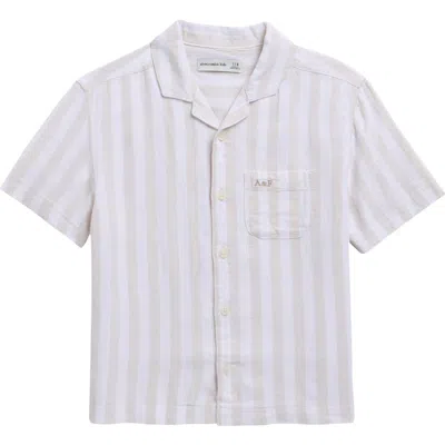 Abercrombie Kids Kids' Linen Blend Camp Shirt In Gray