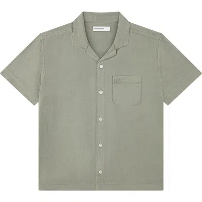 Abercrombie Kids Kids' Linen Blend Camp Shirt In Gray