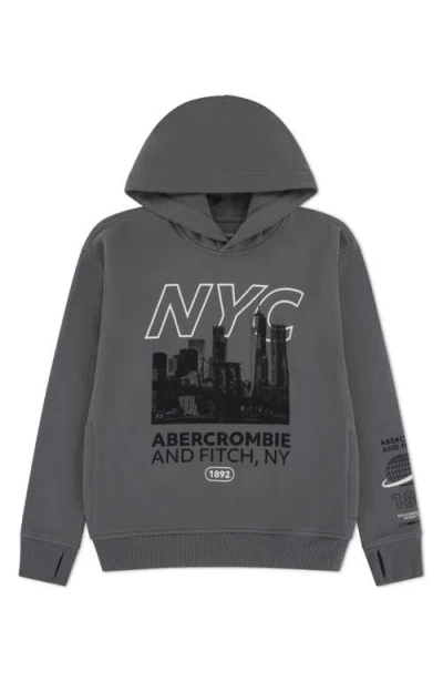 Abercrombie Kids Kids' Nyc Buildings Graphic Hoodie In Gray