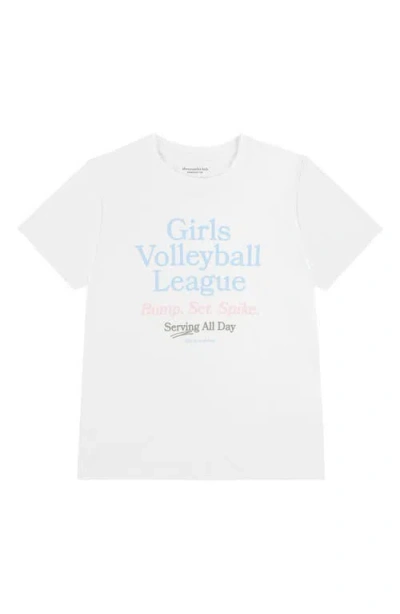 Abercrombie Kids Kids' Oversize Volleyball Graphic T-shirt In White