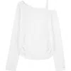 Abercrombie Kids Kids' Ruched Asymmetric Cotton Blend Top In White