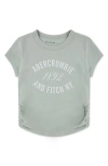 Abercrombie Kids Kids' Ruched Cotton Blend Graphic T-shirt In Green