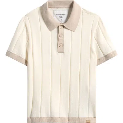 Abercrombie Kids Kids' Swolo Contrast Trim Cotton Blend Rib Polo In Neutral