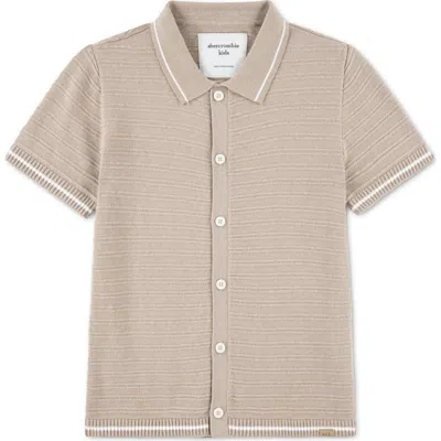Abercrombie Kids Kids' Tipped Short Sleeve Cardigan In Neutral