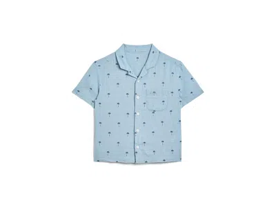 Abercrombie Kids Kids' Linen Blend Camp Shirt In Blue