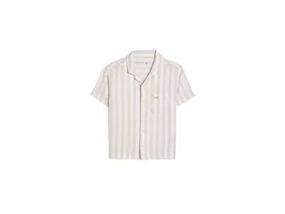 Abercrombie Linen Camp Shirt (big Kids) Boy's Clothing Oatmeal: 17-18 (big Kid) In White