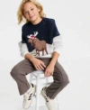 Abercrombie Little Big Boys Moose Sweater Loose Twill Pants In Neutral